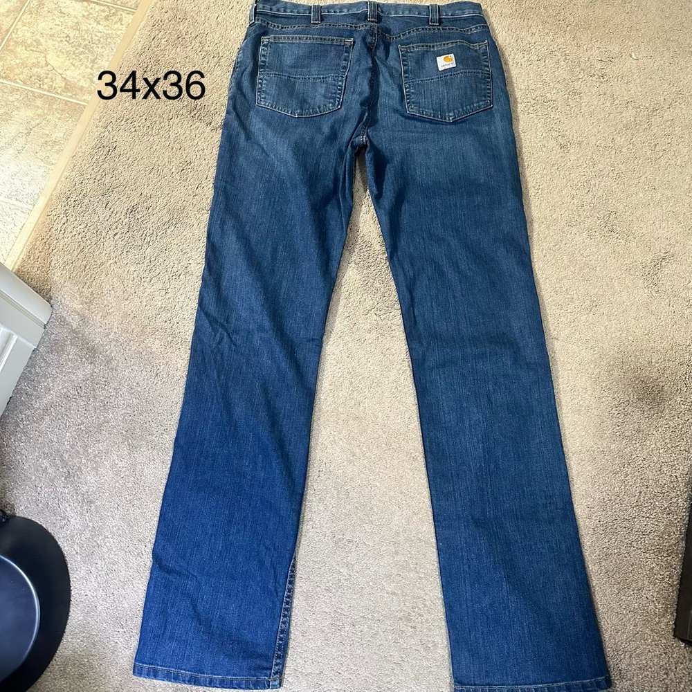 Carhartt Men's Straight Leg Dark Blue Denim Jeans, 34x36